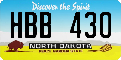 ND license plate HBB430