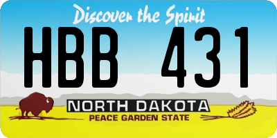 ND license plate HBB431