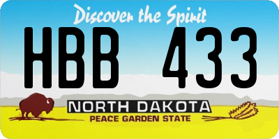 ND license plate HBB433