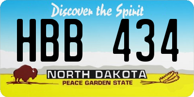 ND license plate HBB434