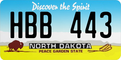 ND license plate HBB443