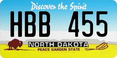 ND license plate HBB455