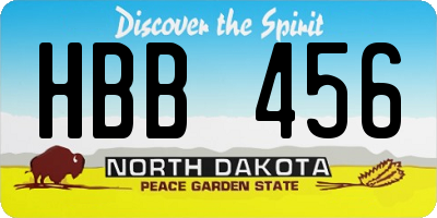 ND license plate HBB456