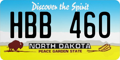 ND license plate HBB460