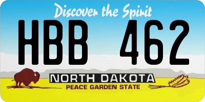 ND license plate HBB462