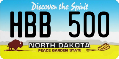 ND license plate HBB500