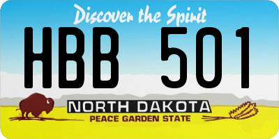 ND license plate HBB501