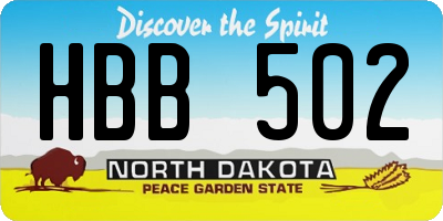 ND license plate HBB502