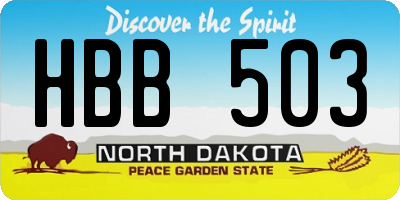 ND license plate HBB503