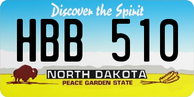 ND license plate HBB510