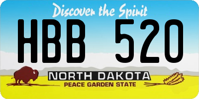 ND license plate HBB520