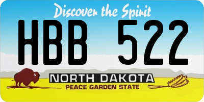 ND license plate HBB522