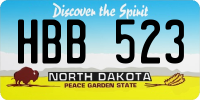 ND license plate HBB523