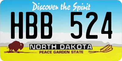 ND license plate HBB524