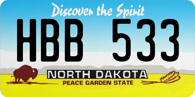 ND license plate HBB533