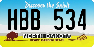 ND license plate HBB534