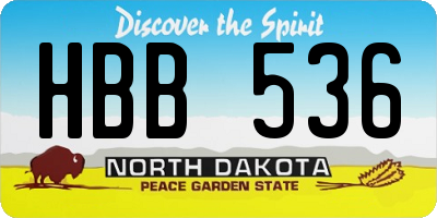 ND license plate HBB536