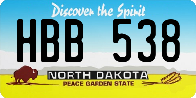 ND license plate HBB538