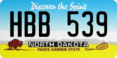 ND license plate HBB539