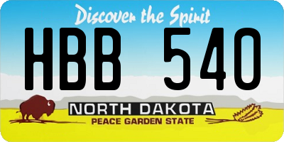 ND license plate HBB540