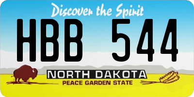 ND license plate HBB544