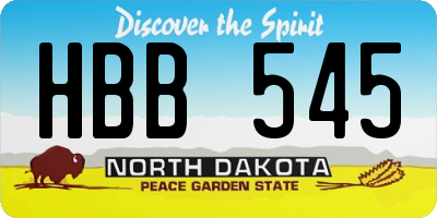 ND license plate HBB545