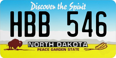 ND license plate HBB546