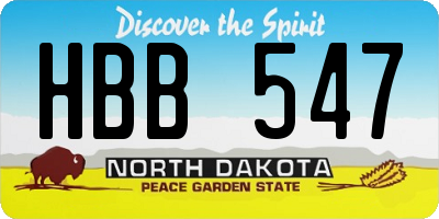 ND license plate HBB547