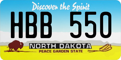 ND license plate HBB550