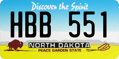 ND license plate HBB551