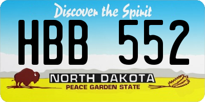 ND license plate HBB552