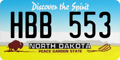 ND license plate HBB553