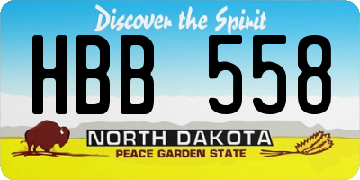 ND license plate HBB558