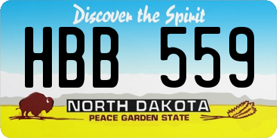 ND license plate HBB559