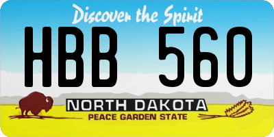 ND license plate HBB560