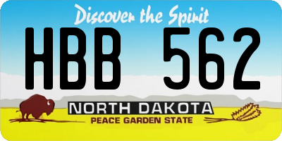 ND license plate HBB562