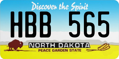 ND license plate HBB565