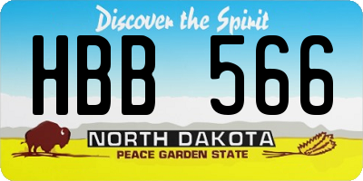 ND license plate HBB566