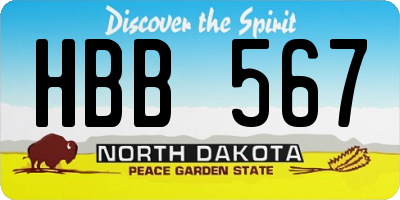 ND license plate HBB567