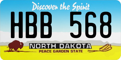 ND license plate HBB568