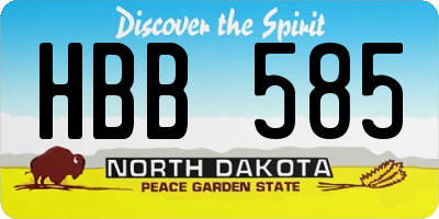 ND license plate HBB585