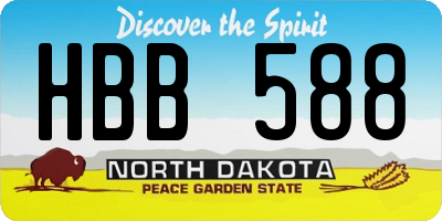 ND license plate HBB588