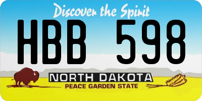 ND license plate HBB598