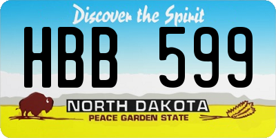 ND license plate HBB599