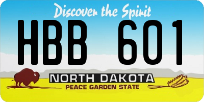 ND license plate HBB601