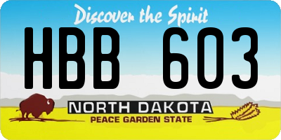 ND license plate HBB603