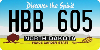 ND license plate HBB605