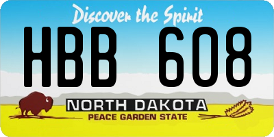 ND license plate HBB608