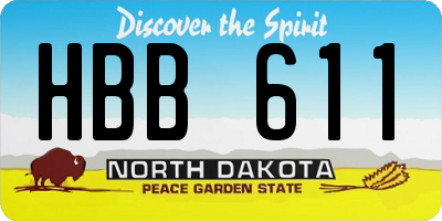 ND license plate HBB611