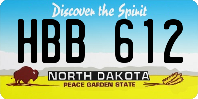 ND license plate HBB612